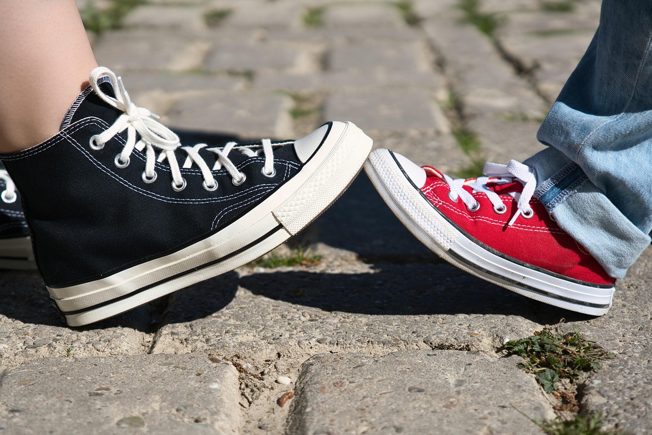 Canvas high-top trainers with laces